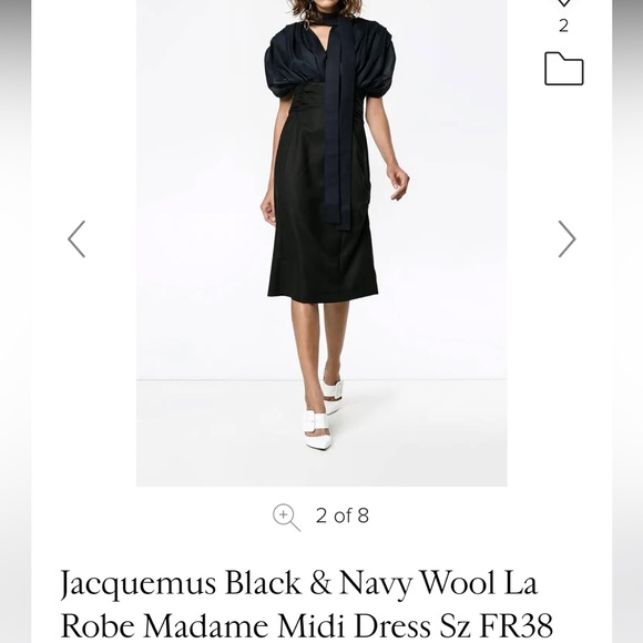Jaquemus La robe Madame midi dress black Navy Wool 40 - Picture 4 of 9